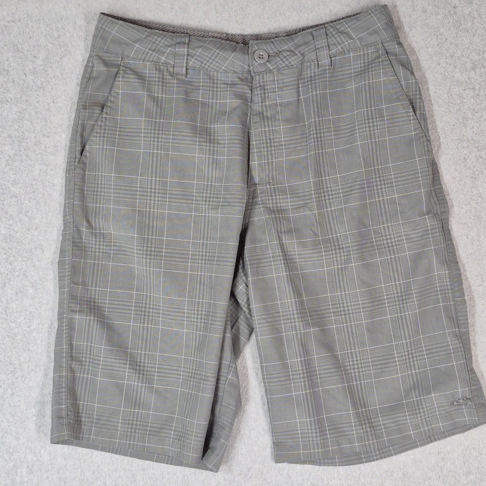O'Neill Men Shorts 30 Gray Plaid Chino Casual Shorts Y2K Skater 10" Inseam Logo